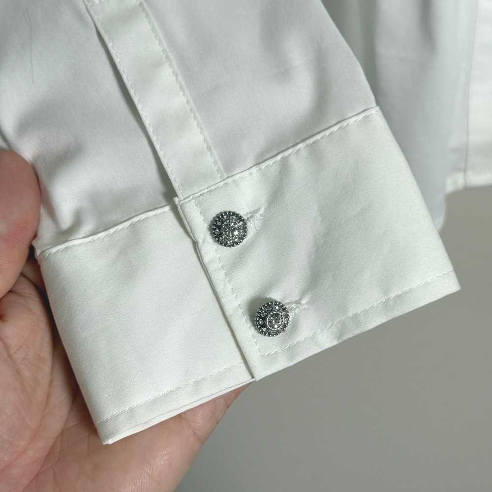 7th Ave NY & Co NEW Womens Button Up Shirt XXL White Jewel Buttons Office Career - Picture 7 of 9